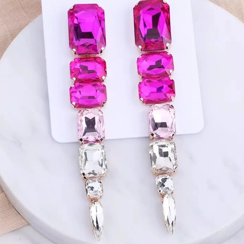 Big crystal drop earrings